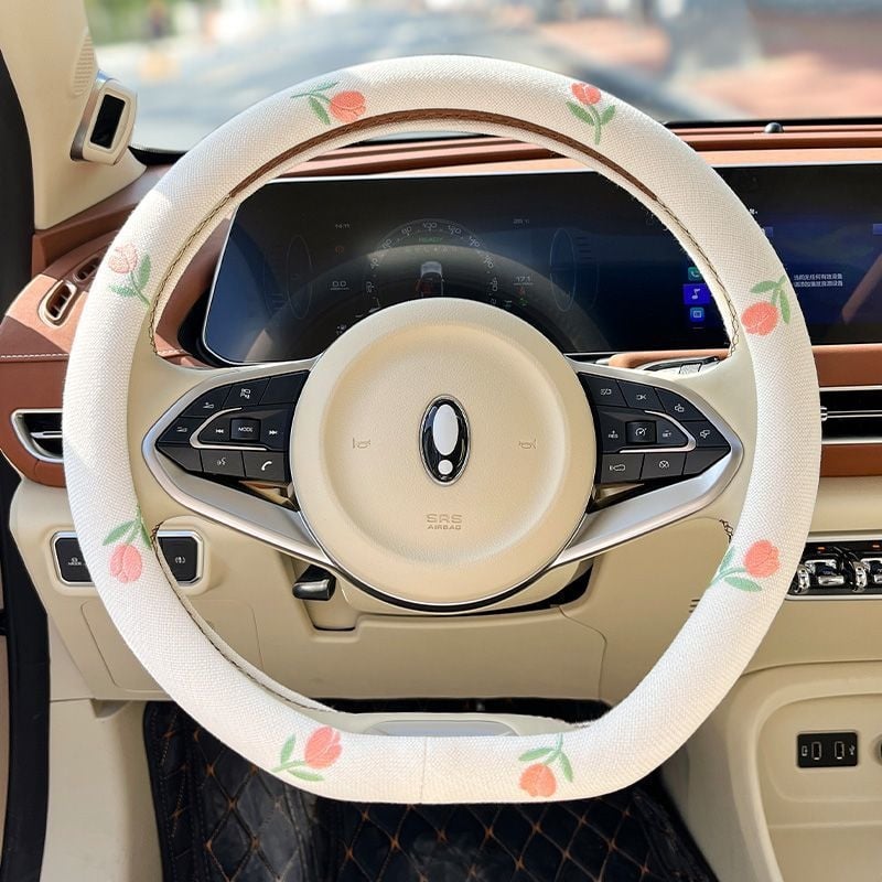 Automašīnas stūres vāciņš, sporta stils, vasaras lietošanai, poliester materiāls, universāla uzstādīšana, pretslīdēšana, sviedru absorpcija, karikatūras stila