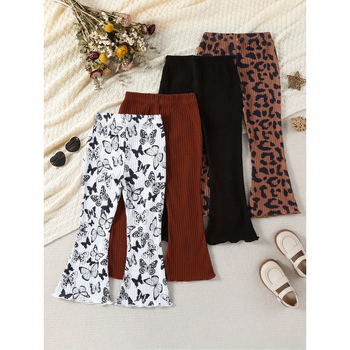 Detský dievčenský set nohavíc s Ear-Flap – 4 kusy, dĺžka 9/10, Vinylon tkanina, štýl Little Fragrant, vek 8+