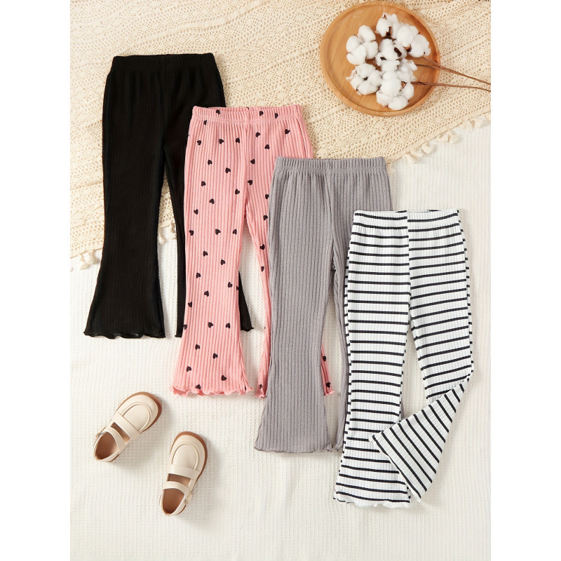 Detský dievčenský set nohavíc s Ear-Flap – 4 kusy, dĺžka 9/10, Vinylon tkanina, štýl Little Fragrant, vek 8+