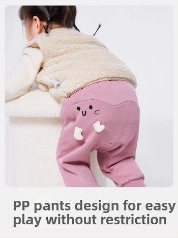 Detské zimné voľnočasové nohavice, voľný strih, vysoký pás, Cartoon vzor, zloženie polyester 66,6% / bavlna 33,4%