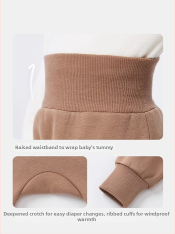 Detské zimné voľnočasové nohavice, voľný strih, vysoký pás, Cartoon vzor, zloženie polyester 66,6% / bavlna 33,4%