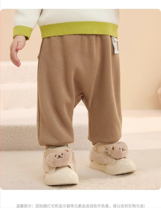 Detské zimné voľnočasové nohavice, voľný strih, vysoký pás, Cartoon vzor, zloženie polyester 66,6% / bavlna 33,4%