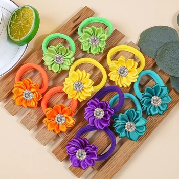 Detské sponky do vlasov – ručne vyrobené, tvar mašnice, textilný materiál, 10-dielny set