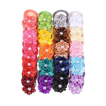 Detské sponky do vlasov – ručne vyrobené, tvar mašnice, textilný materiál, 10-dielny set