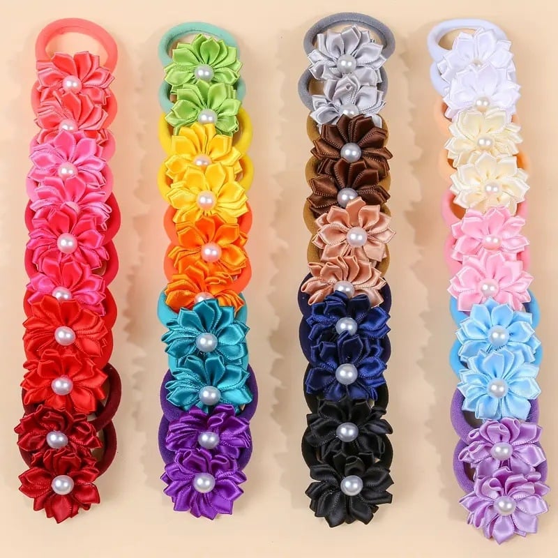 Detské sponky do vlasov – ručne vyrobené, tvar mašnice, textilný materiál, 10-dielny set