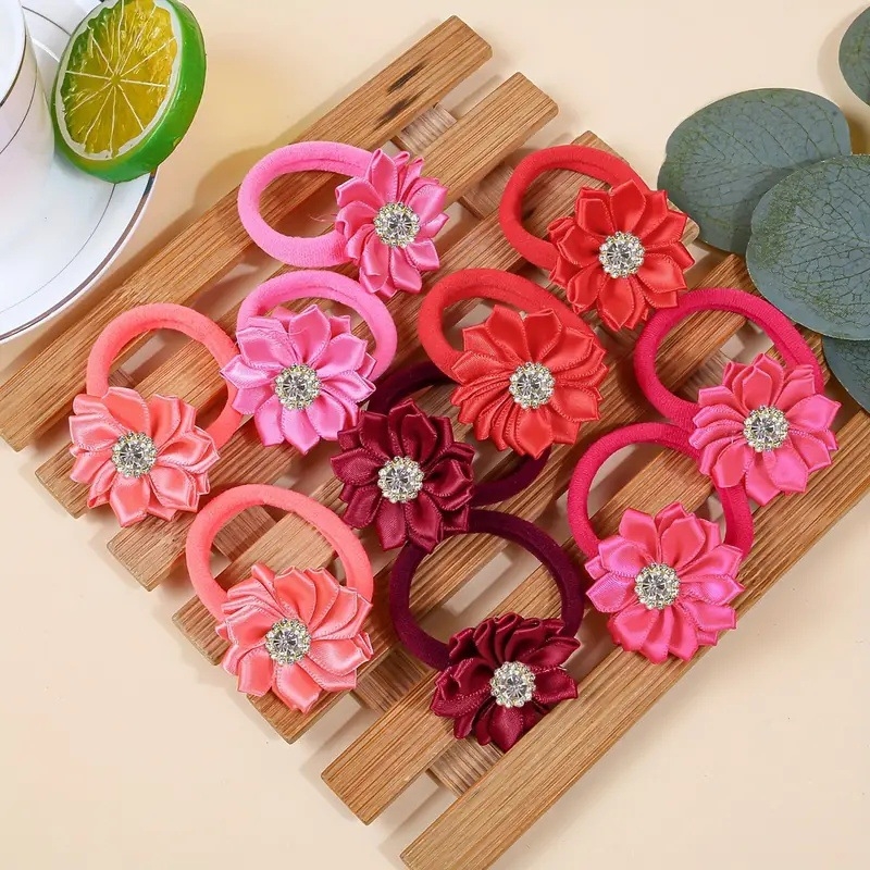 Detské sponky do vlasov – ručne vyrobené, tvar mašnice, textilný materiál, 10-dielny set