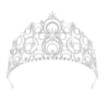 Vintage čelenka s konšteláciou, biele krištále, elektroplátovaný kov