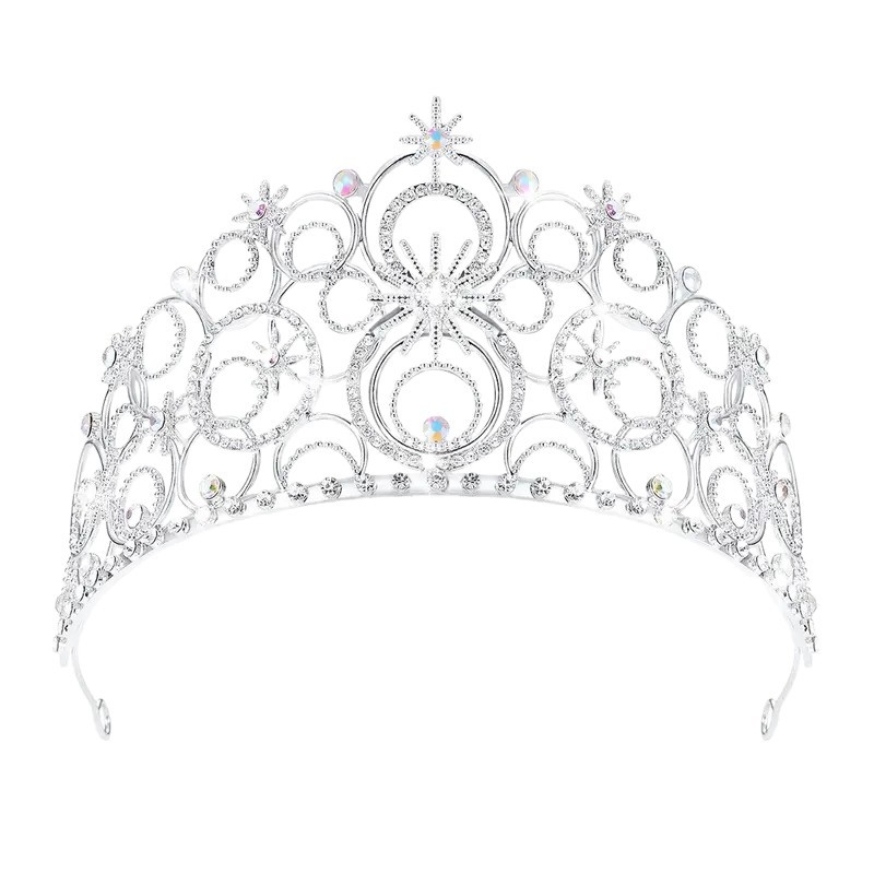 Vintage čelenka s konšteláciou, biele krištále, elektroplátovaný kov