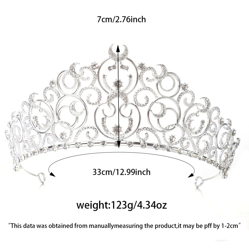 Vintage čelenka s konšteláciou, biele krištále, elektroplátovaný kov