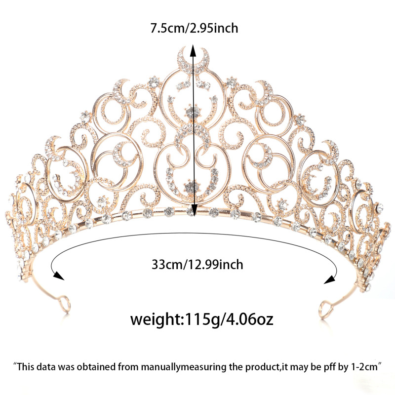 Vintage čelenka s konšteláciou, biele krištále, elektroplátovaný kov