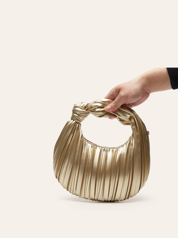 Овална PU вечерна чанта с плисиран облачен дизайн, подмишнична форма, цип