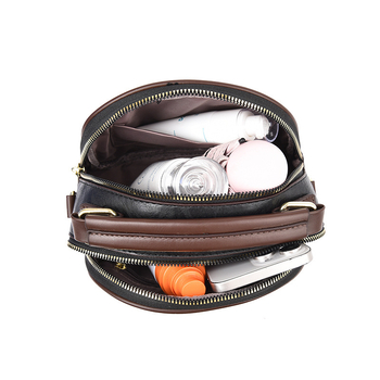 Geantă PU, formă ovală, stil literar chinezesc, închidere cu fermoar, căptușeală poliester-bumbac