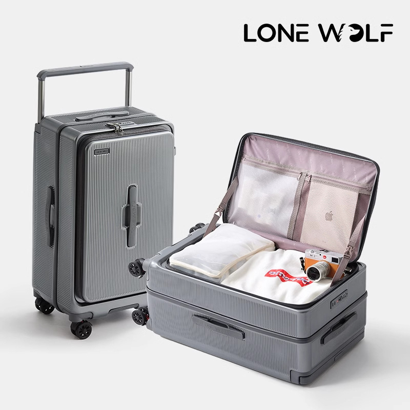 Polykarbonátový kufor s predným otvorením, veľký objem, 3,5 kg, TSA zámok s heslom, kolieska 360°