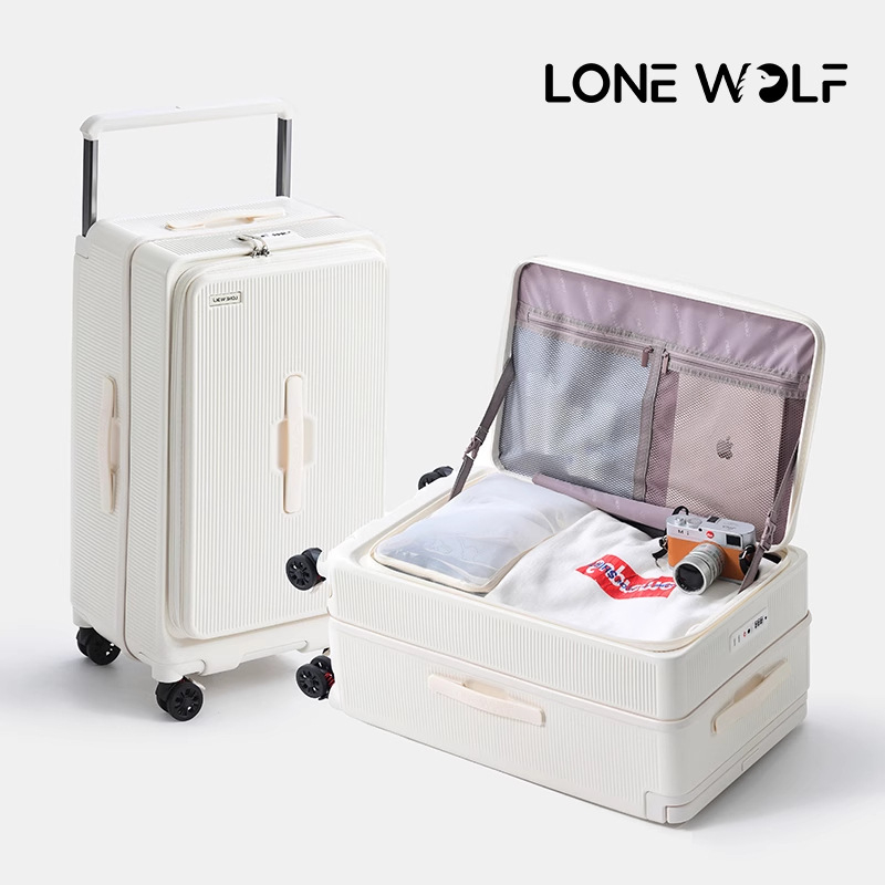 Polykarbonátový kufor s predným otvorením, veľký objem, 3,5 kg, TSA zámok s heslom, kolieska 360°