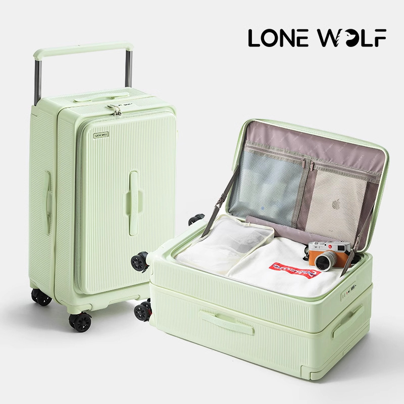 Polykarbonátový kufor s predným otvorením, veľký objem, 3,5 kg, TSA zámok s heslom, kolieska 360°