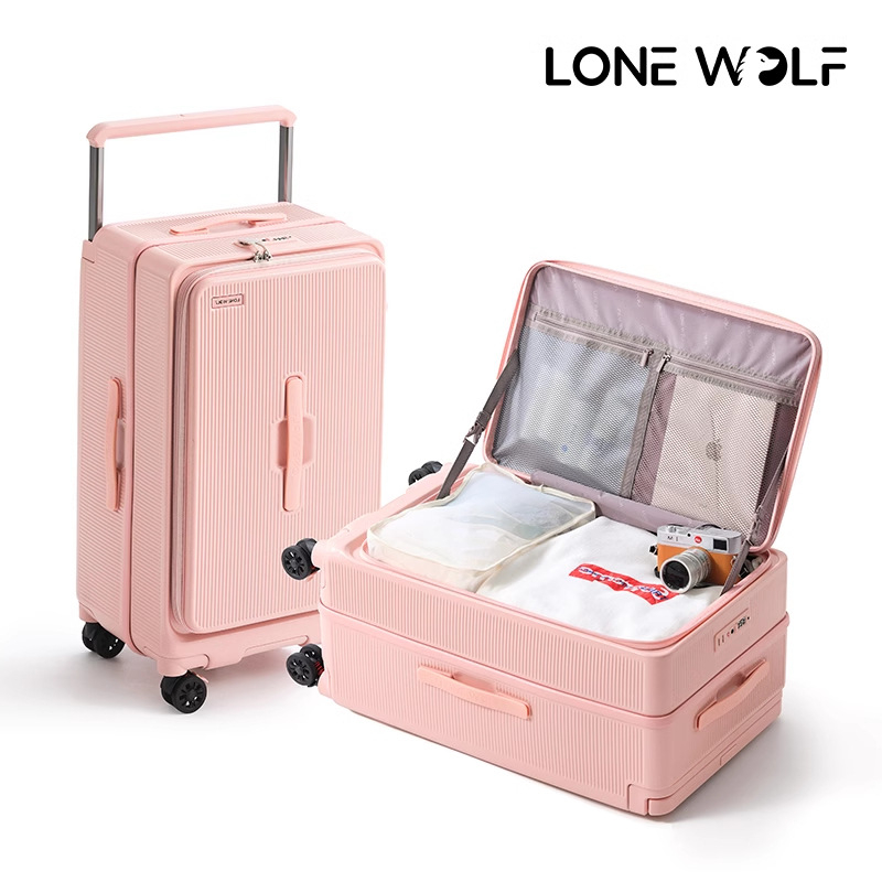 Polykarbonátový kufor s predným otvorením, veľký objem, 3,5 kg, TSA zámok s heslom, kolieska 360°