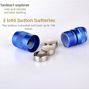 TANK007 Мини фенер LED от алуминиев сплав, 3W, ръчно задвижване, съвместимо с бутонна батерия, ключодържател