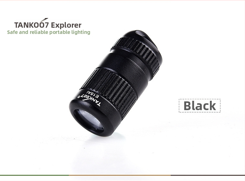 TANK007 Мини фенер LED от алуминиев сплав, 3W, ръчно задвижване, съвместимо с бутонна батерия, ключодържател