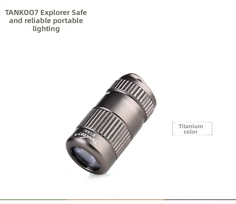TANK007 Мини фенер LED от алуминиев сплав, 3W, ръчно задвижване, съвместимо с бутонна батерия, ключодържател
