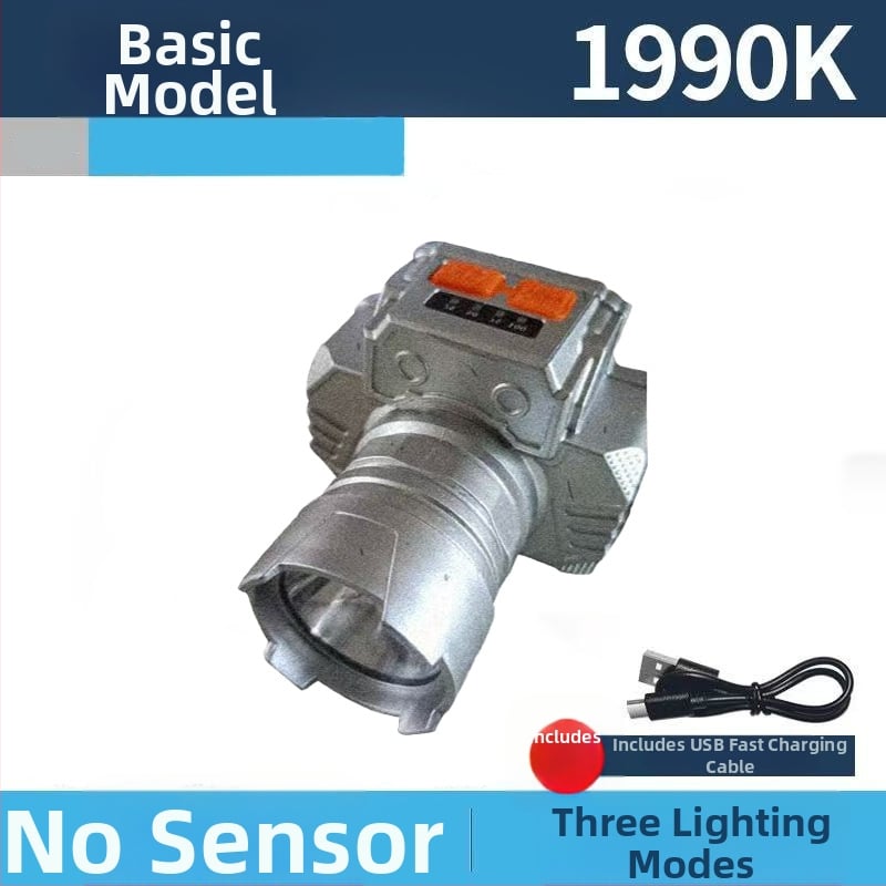 Επαναφορτιζόμενος LED φακός κεφαλής, 300W, μακριά δέσμη, με τοποθέτηση στο κεφάλι, για νυχτερινό ψάρεμα.