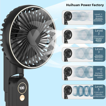 Prenosný ventilátor okolo krku s vodným chladením, bezkartáčový motor, napájanie DC, menovitý výkon 1W, ručné ovládanie rýchlosti šnúrkou