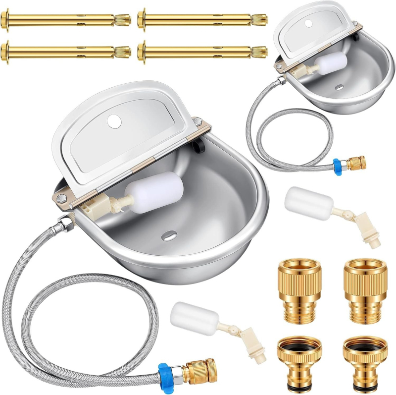 Li Nong Automatická napájačka pre zvieratá – nerezová oceľ, napájačka a naplňovací žľab pre prasa, dobytok, ovce, psy, kone a mačky