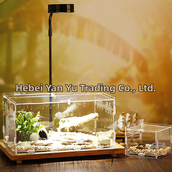 Zložená akrylová krabička na chov exotických zvierat: centipede, horned frog, turtle, snail