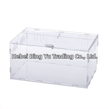 Zložená akrylová krabička na chov exotických zvierat: centipede, horned frog, turtle, snail