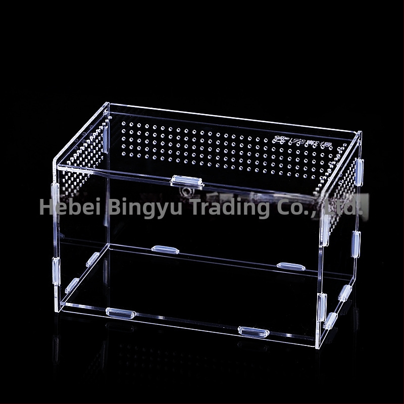 Zložená akrylová krabička na chov exotických zvierat: centipede, horned frog, turtle, snail