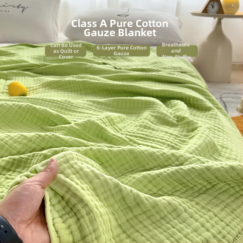 SY-D Šesťvrstvová bubble gauze letná prikrývka, jednoduchý jednobarevný vzor, prikrývka na posteľ