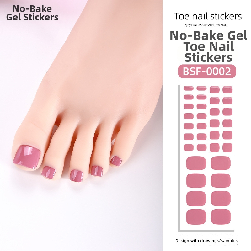 Gélové nálepky na nechty na nohách, jednofarebný štýl, bonbónový vzor, 34 listov