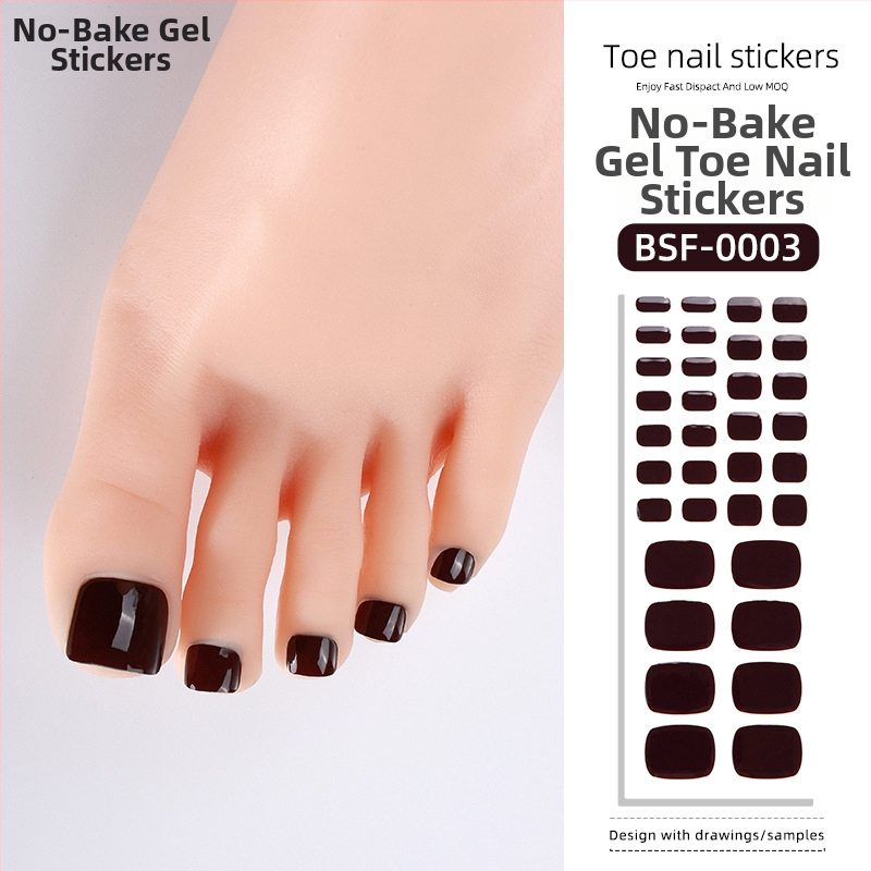 Gélové nálepky na nechty na nohách, jednofarebný štýl, bonbónový vzor, 34 listov
