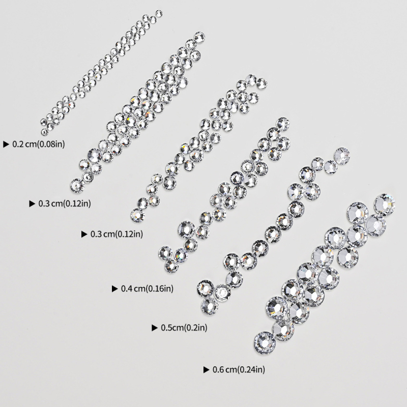 Diamanty na nechty z živice, sklenené ploché spätné kamene, 12-priehradková krabička, štýl blesku/ľahký luxus, vzor 20979108184