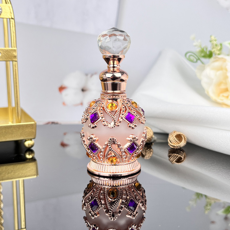 Sklenená fľaštička na parfum s diamantovými akcentmi, salónna kvalita, uzáver zo zinkovej zliatiny, fúkaná výroba, pôvod Guangzhou