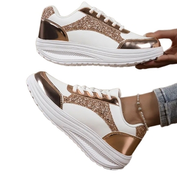 Дамски кецове PU горна част, гумена подметка, кръгла носка, връзки, летни ежедневни