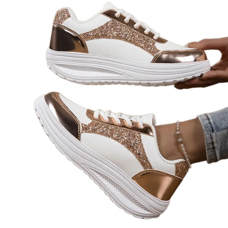 Дамски кецове PU горна част, гумена подметка, кръгла носка, връзки, летни ежедневни