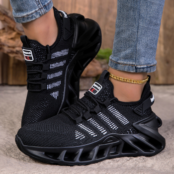 Дамски мрежести Flyknit обувки за ежедневието, връзки, дишащи, ударопоглъщащи, MD подметка