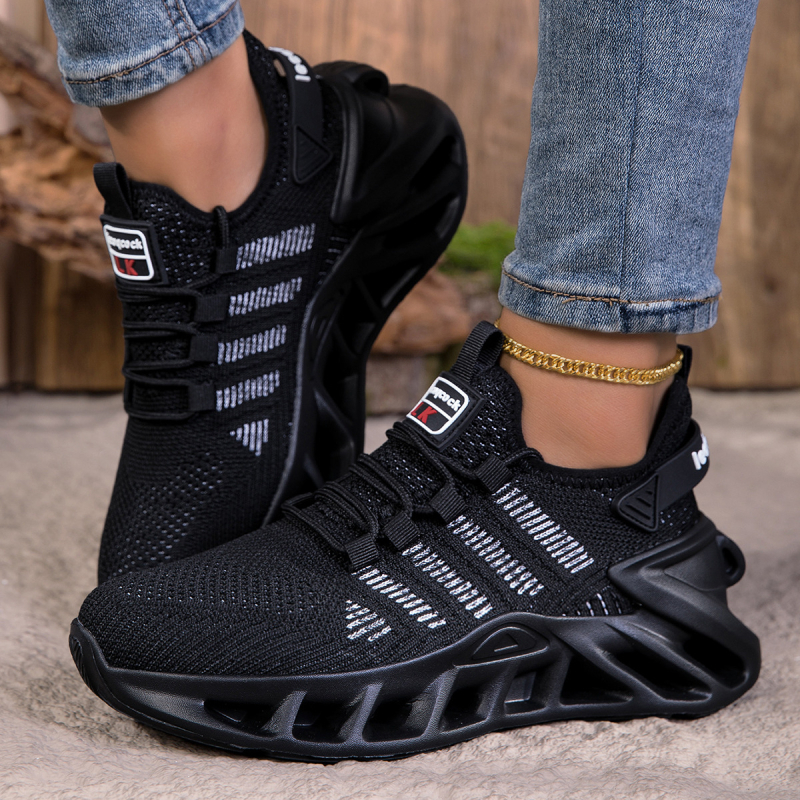 Дамски мрежести Flyknit обувки за ежедневието, връзки, дишащи, ударопоглъщащи, MD подметка