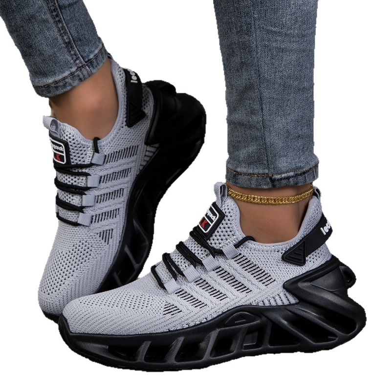 Дамски мрежести Flyknit обувки за ежедневието, връзки, дишащи, ударопоглъщащи, MD подметка