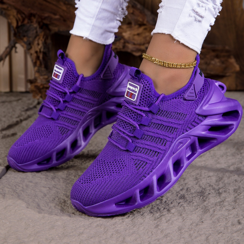 Дамски мрежести Flyknit обувки за ежедневието, връзки, дишащи, ударопоглъщащи, MD подметка