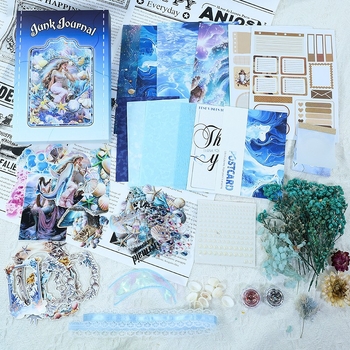 Donghong set samolepiek do denníka so sušenými kvetmi — PET a washi papier, tlačené pozadia