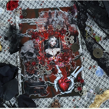 Donghong set samolepiek do denníka so sušenými kvetmi — PET a washi papier, tlačené pozadia