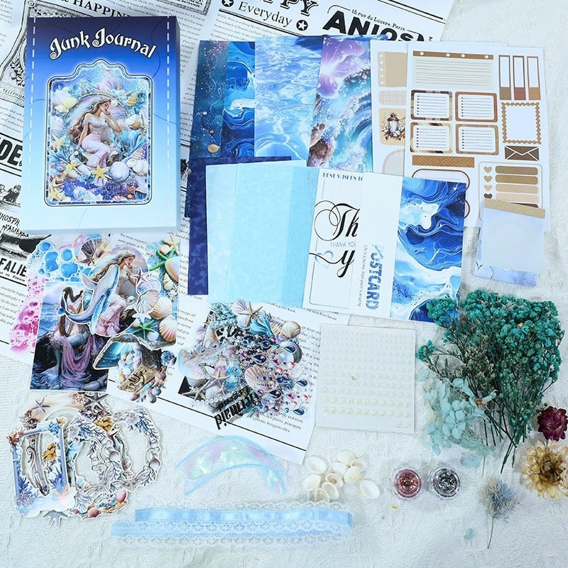 Donghong set samolepiek do denníka so sušenými kvetmi — PET a washi papier, tlačené pozadia