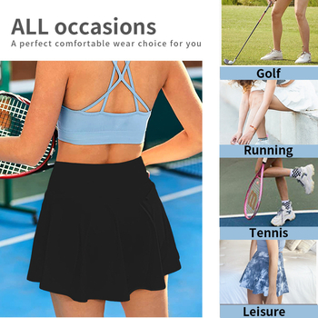 Тенис пола с джобове, висока талия, къс модел, Milk Silk плат, полиестер и еластан, подплата 88%, летен 2023