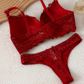 Нейлонов дантелен комплект сутиени, Push-Up, 3/4 чашка, луксозен традиционен стил, модел J5001