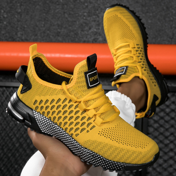 Мъжки леки дишащи спортни обувки с мрежеста горна част за бягане, връзки, кръгъл пръст, подметка MD