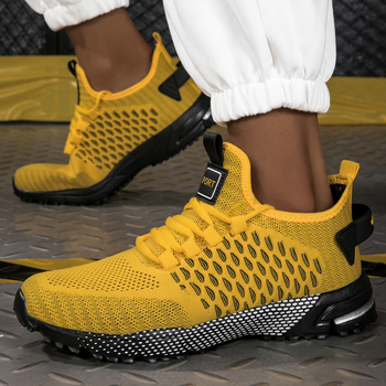 Мъжки леки дишащи спортни обувки с мрежеста горна част за бягане, връзки, кръгъл пръст, подметка MD