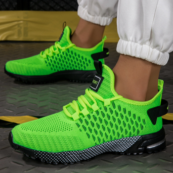 Мъжки леки дишащи спортни обувки с мрежеста горна част за бягане, връзки, кръгъл пръст, подметка MD