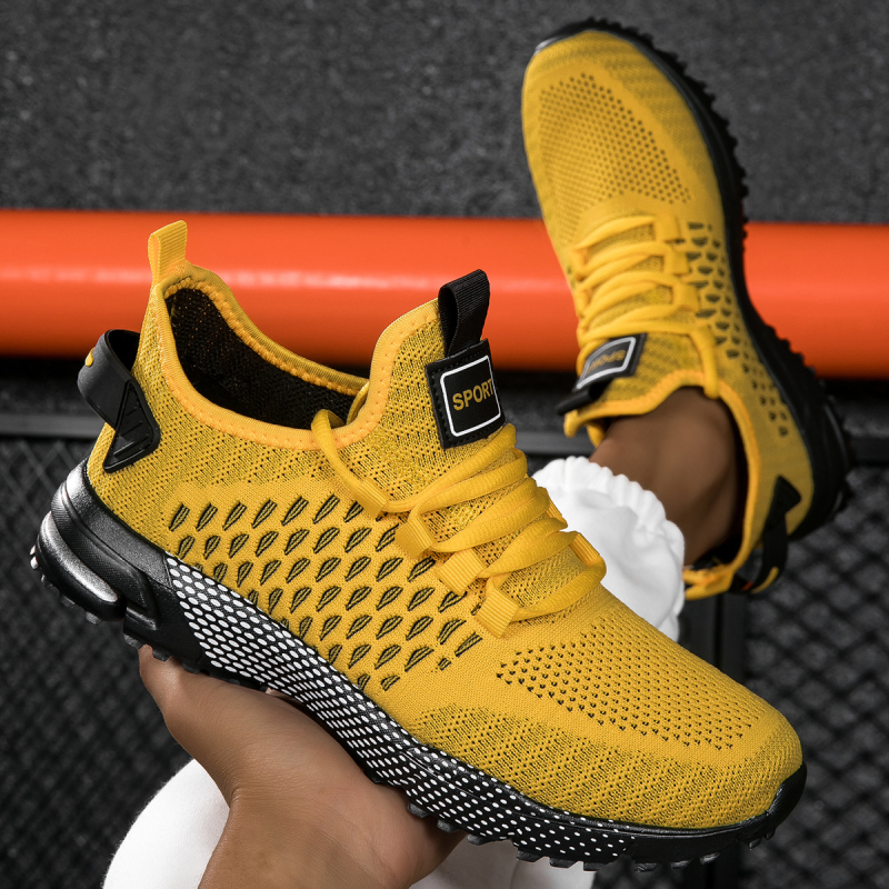 Мъжки леки дишащи спортни обувки с мрежеста горна част за бягане, връзки, кръгъл пръст, подметка MD