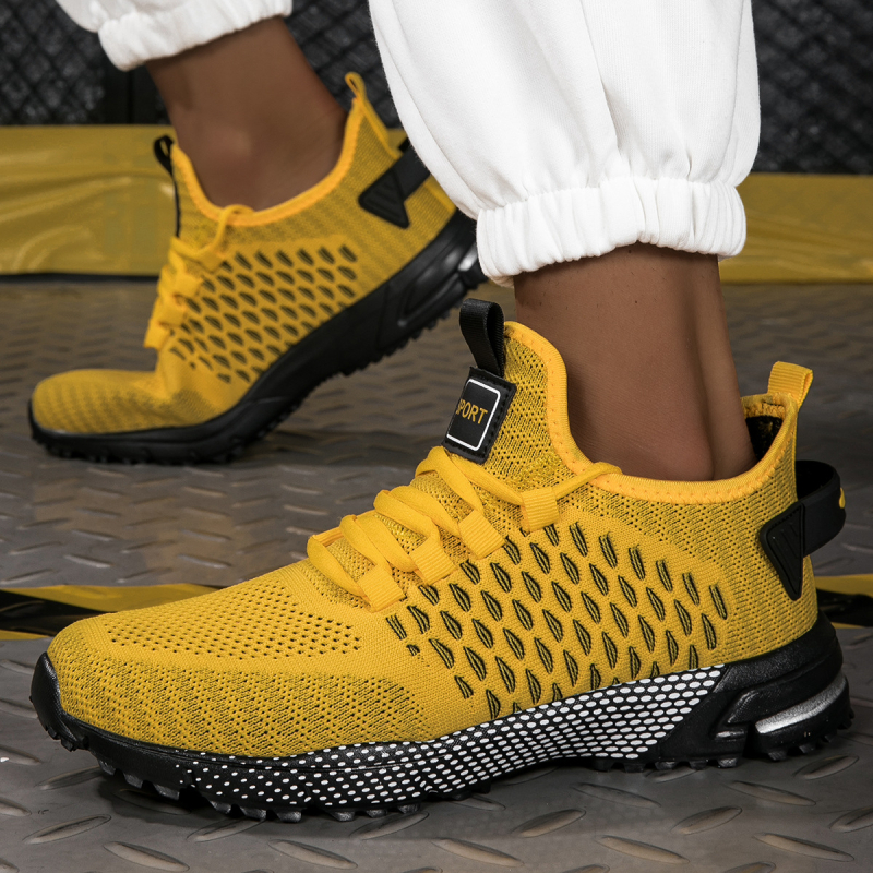 Мъжки леки дишащи спортни обувки с мрежеста горна част за бягане, връзки, кръгъл пръст, подметка MD